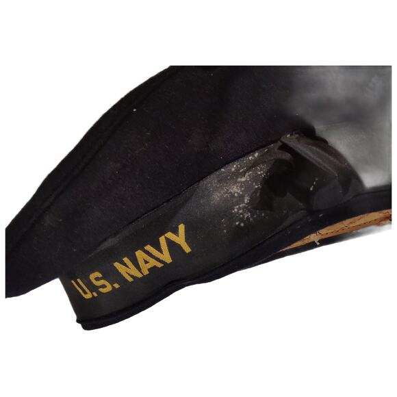 WWII–Korean War Era Formal Wool Cap – Size 6-1/2, Gold “U.S. NAVY” on Black Band - Picture 8 of 8